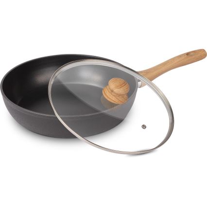 Lamart - Cepamā panna ar vāku 28 cm melna/brūna