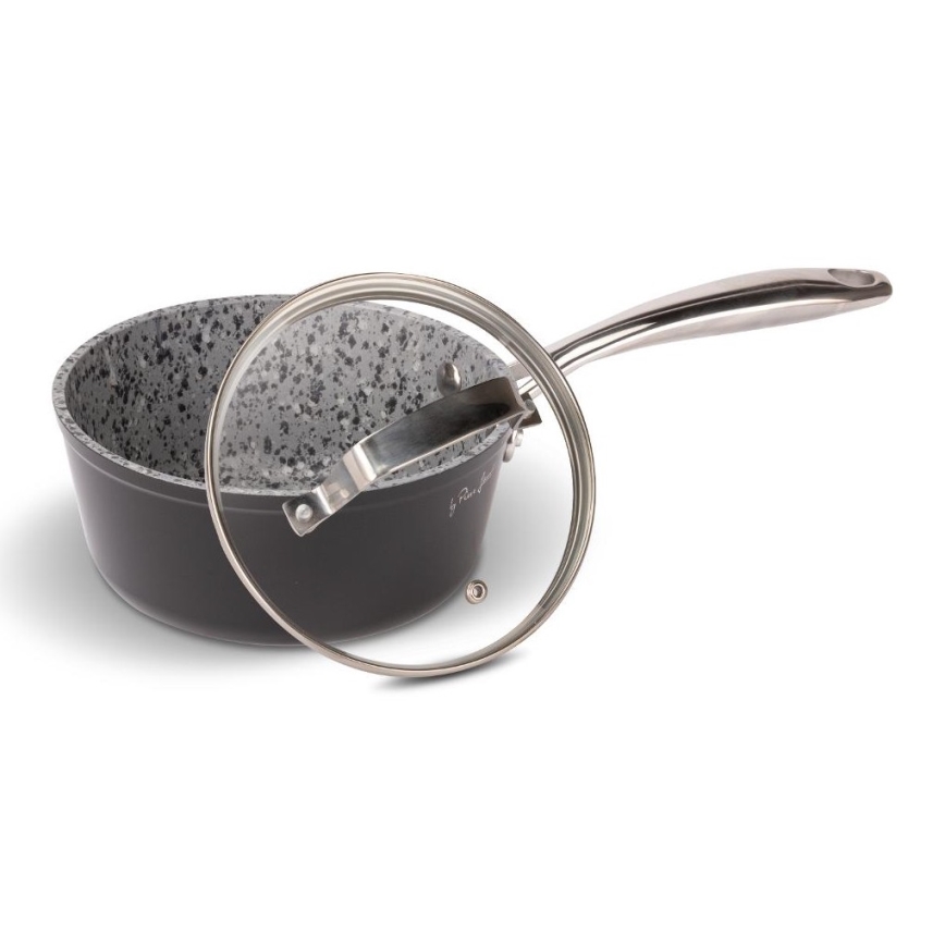 Lamart - Granīta mazs katls ar vāku 16 cm melna/pelēka/nerūsējošs tērauds