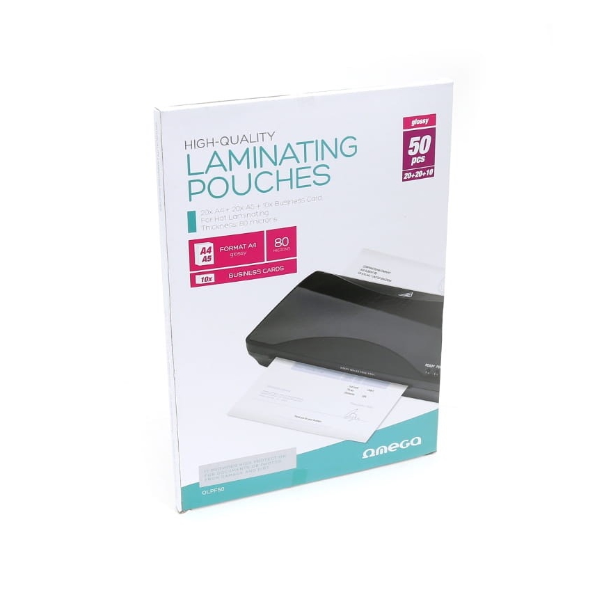 Laminēšanas folija A4 20 pcs + A5 20 gab + vizītkartes 10 gab
