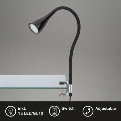 Lampa ar skavu 1xGU10/3W/230V melna