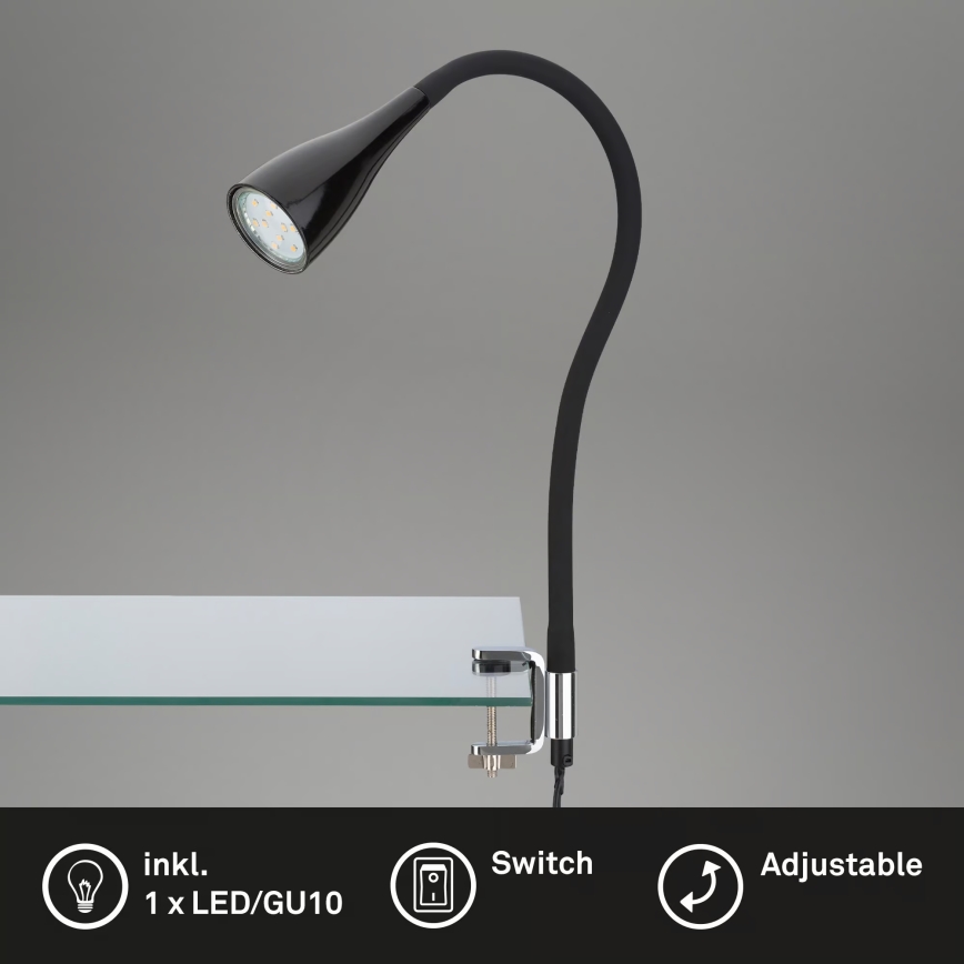 Lampa ar skavu 1xGU10/3W/230V melna