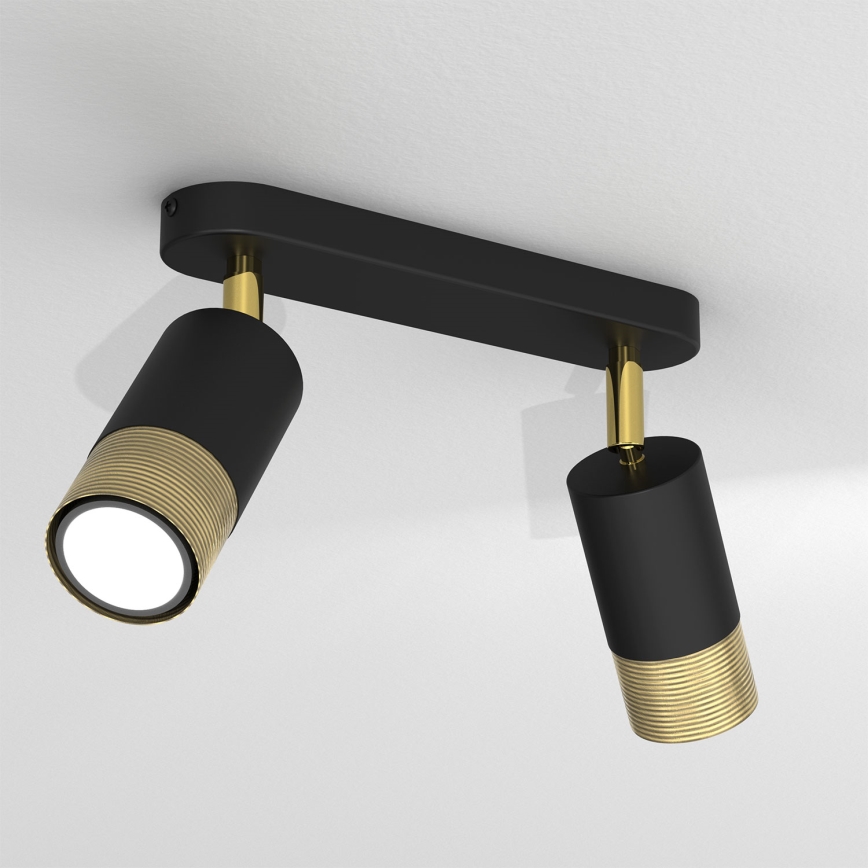 Lampa LINK 2xGU10/8W/230V melns/misiņš
