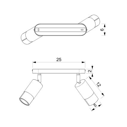 Lampa LINK 2xGU10/8W/230V melns/misiņš