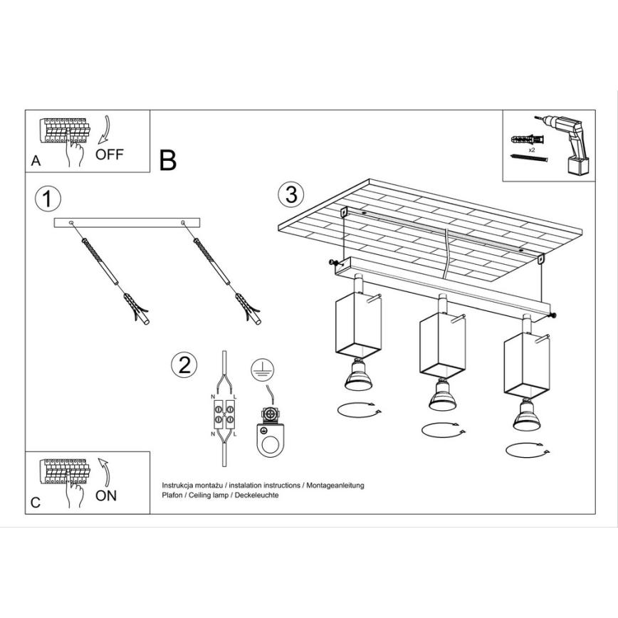 Lampa MERIDA 3 3xGU10/40W/230V balts