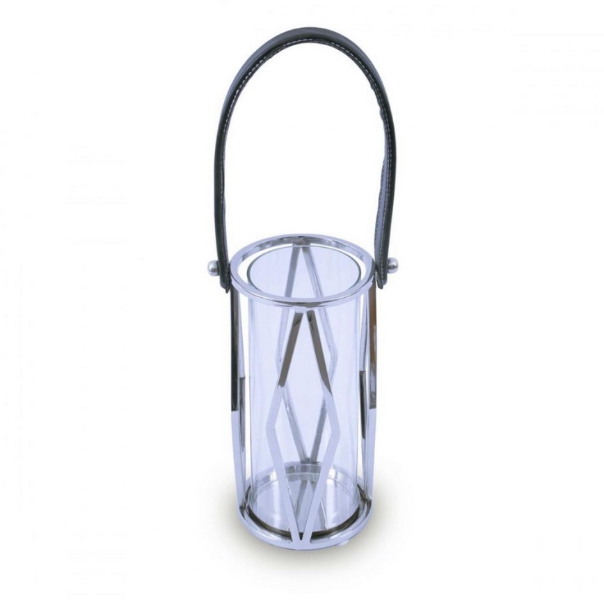 Laterna FRAGIL 26 cm spīdīgi hromēts/melna