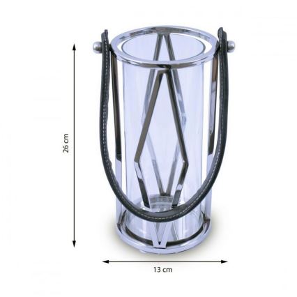 Laterna FRAGIL 26 cm spīdīgi hromēts/melna