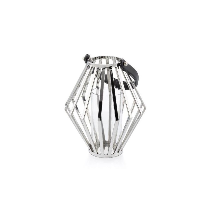 Laterna GEOM 31 cm spīdīgi hromēts/melna