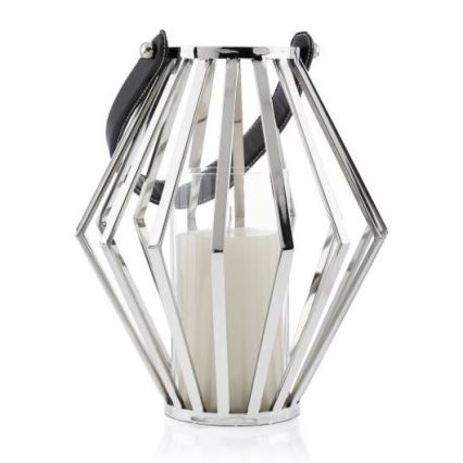 Laterna GEOM 31 cm spīdīgi hromēts/melna