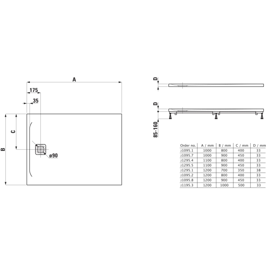 LAUFEN H2109580000001 - Taisnstūra dušas paliktnis PRO 120x90 cm marbond/balta
