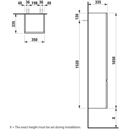 LAUFEN H4831220954791 - PRO vannasistabas skapis, 165 cm, ozols