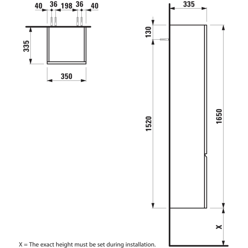 LAUFEN H4831220954791 - PRO vannasistabas skapis, 165 cm, ozols