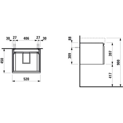 LAUFEN H4833510964751 - PRO izlietnes skapis, 52 cm, balts