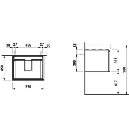 LAUFEN H4833720964791 - Vannas istabas skapis zem izlietnes PRO 57 cm, ozolkoka
