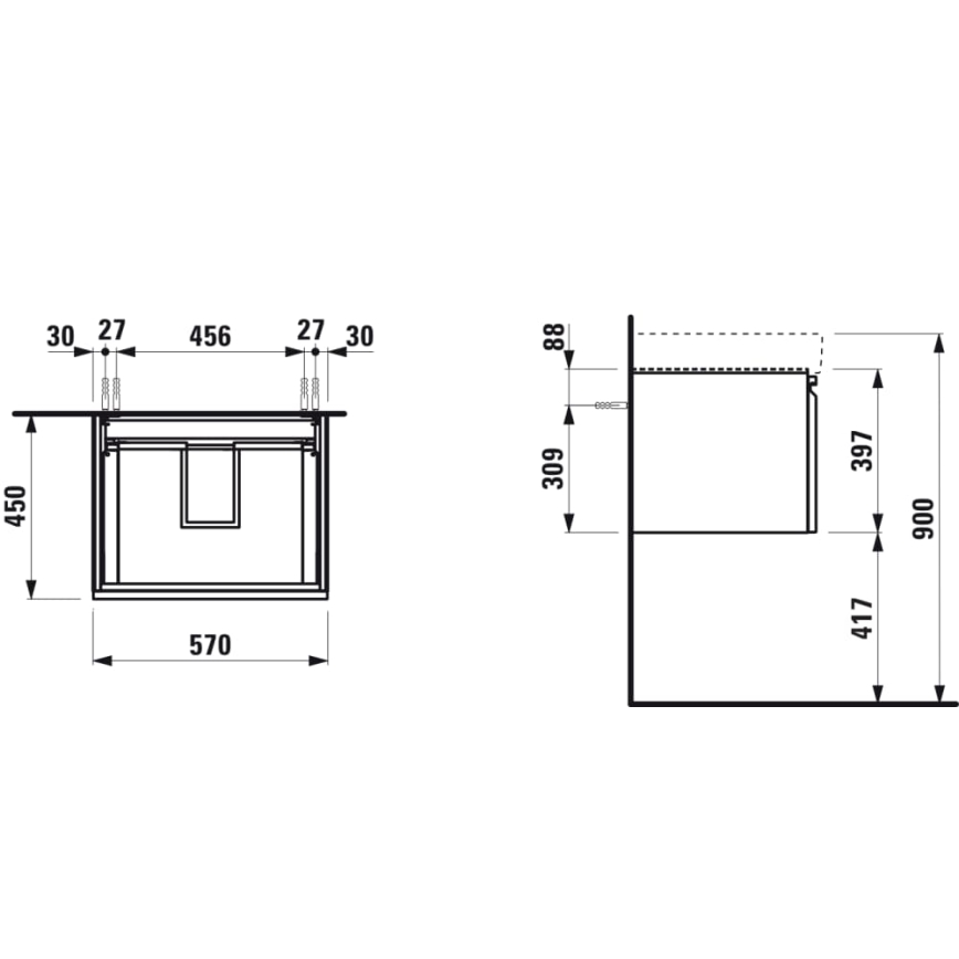 LAUFEN H4833720964791 - Vannas istabas skapis zem izlietnes PRO 57 cm, ozolkoka