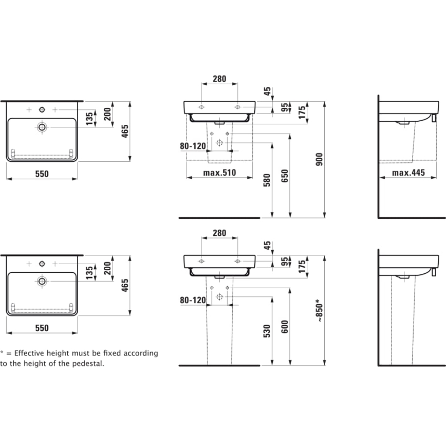 LAUFEN H8109620001041 - Izlietne uz virsmas/pie sienas PRO 55x46,5 cm keramika/balta