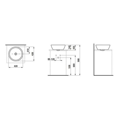 LAUFEN H8129620001091 - Galda virsmas izlietne PRO d. 42 cm keramika/balta