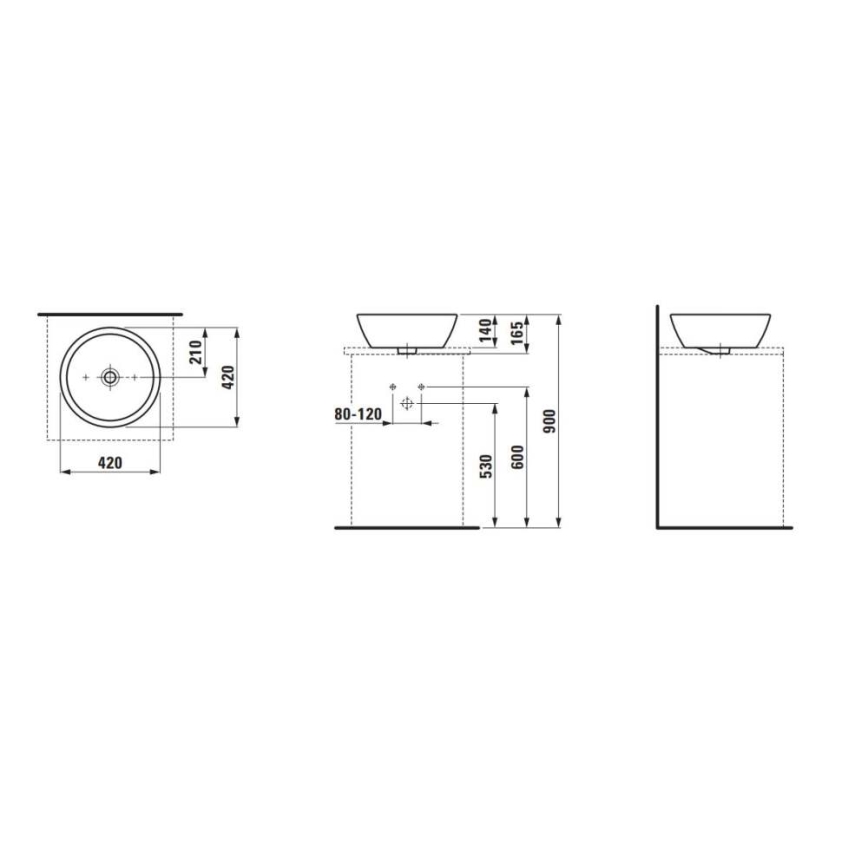 LAUFEN H8129620001091 - Galda virsmas izlietne PRO d. 42 cm keramika/balta