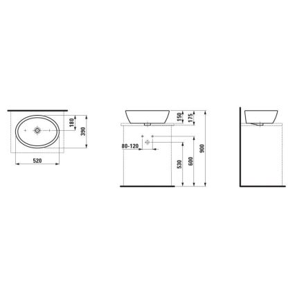 LAUFEN H8129640001121 - Galda virsmas izlietne PRO 52x39 cm keramika/balta