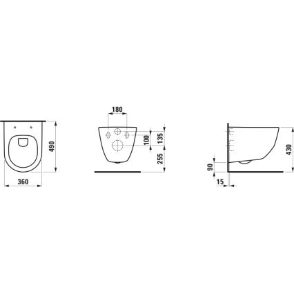 LAUFEN H8209650000001 - Pie sienas stiprināms tualetes pods PRO keramika/balta