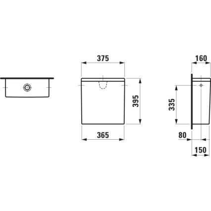 LAUFEN H8299520009721 - Skalošanas tvertne PRO, sānu pieslēgums, keramiska/balta
