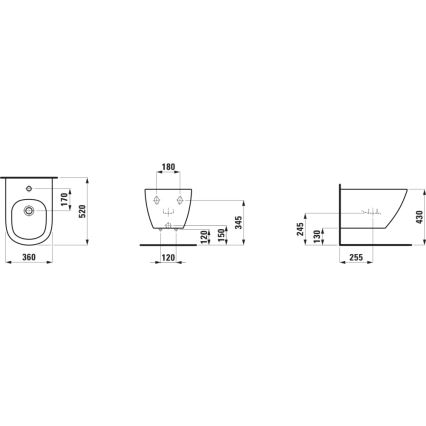 LAUFEN H8300810003021 - Pie sienas stiprināms bidē LUA keramika/balta