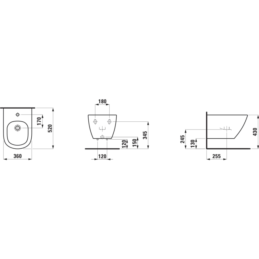 LAUFEN H8300810003021 - Pie sienas stiprināms bidē LUA keramika/balta