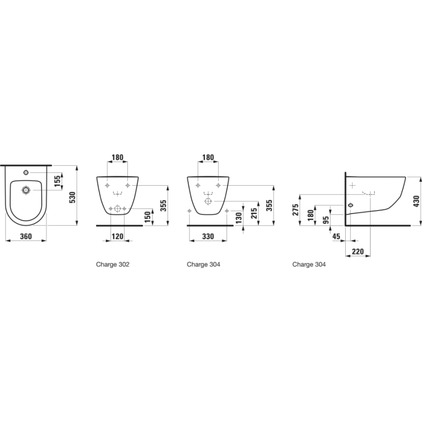 LAUFEN H8309520003021 - Pie sienas stiprināms bidē PRO keramika/balta