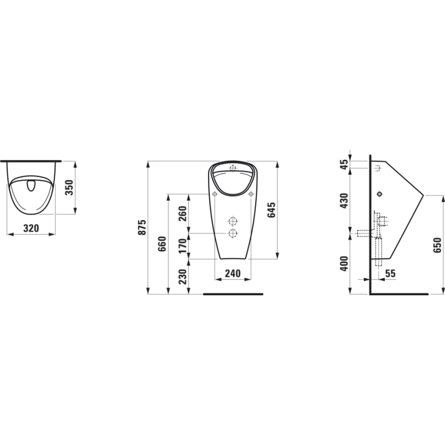 LAUFEN H8410610000001 - Pisuārs CAPRINO iekšējais ūdens pievads, aizmugurējā noteka, keramika/balta
