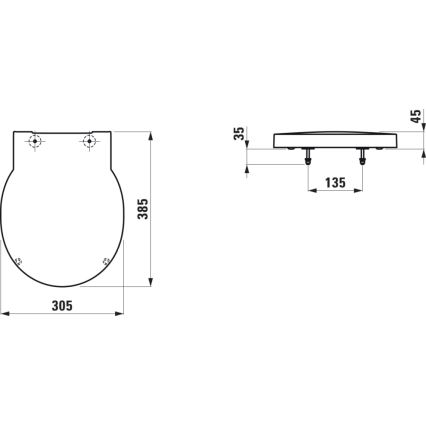 LAUFEN H8942820200001 - Pisuāra vāks SoftClose VAL duroplasts/glancēta melna