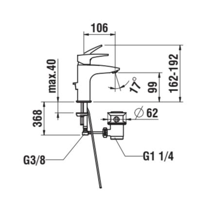LAUFEN HF500701100000 - Izlietnes krāns + noteka ar pārplūdi LAURIN 16,2 cm spīdīgi hromēts