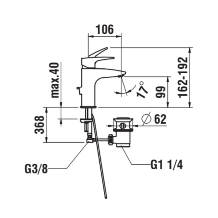 LAUFEN HF500701100000 - Izlietnes krāns + noteka ar pārplūdi LAURIN 16,2 cm spīdīgi hromēts