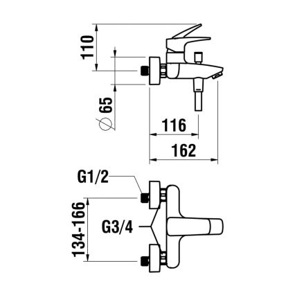 LAUFEN HF500760100600 - Vannas komplekts ar krānu LAURIN spīdīgi hromēts