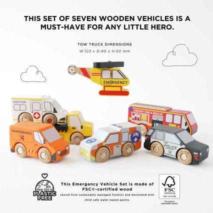 Le Toy Van - Glābšanas automašīnu komplekts ar helikopteru