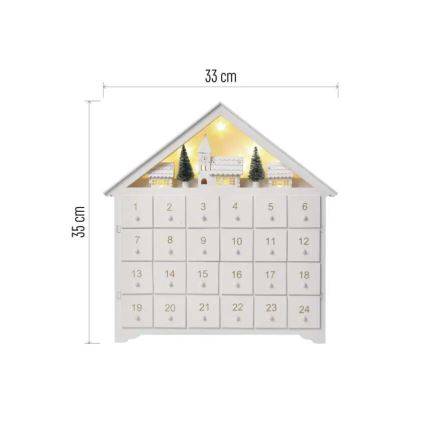 LED Adventes kalendārs 8xLED/2xAA balta