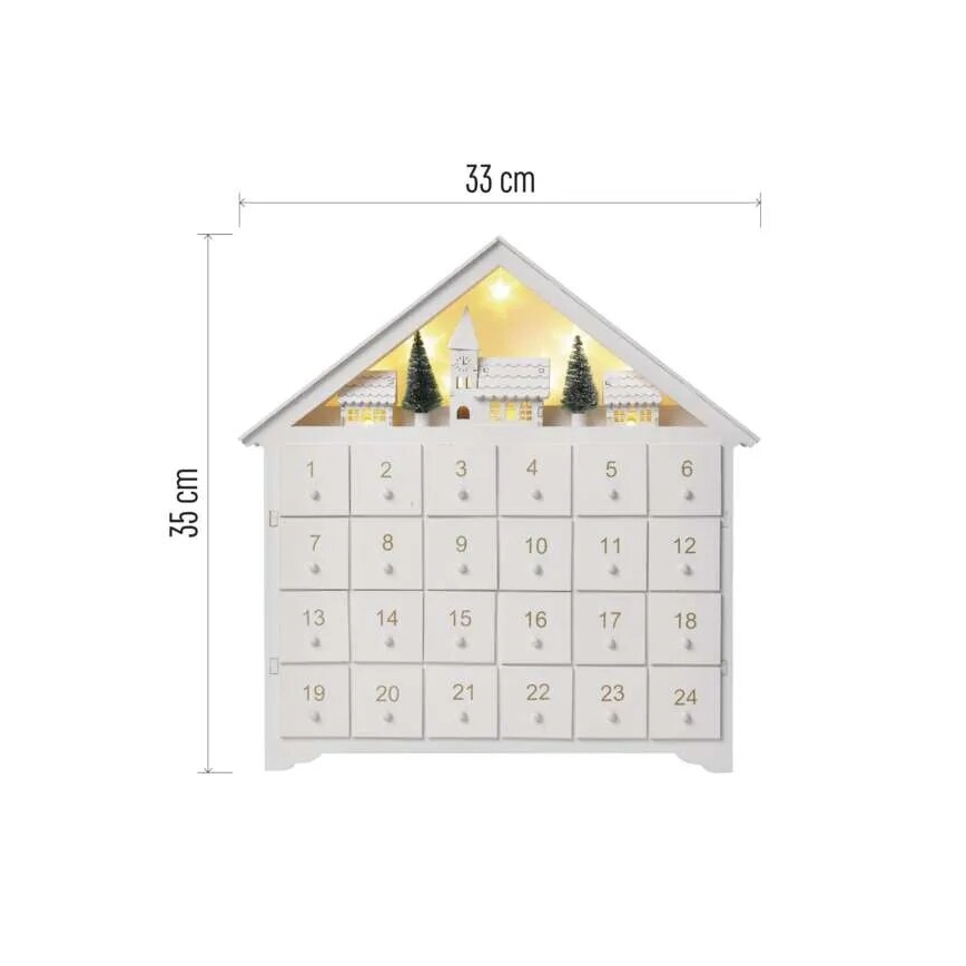 LED Adventes kalendārs 8xLED/2xAA balta