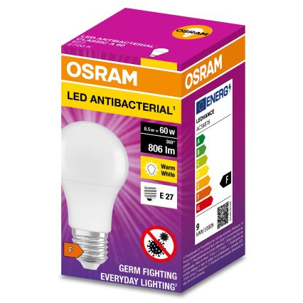 LED Antibakteriāla spuldze A60 E27/8,5W/230V 2700K - Osram