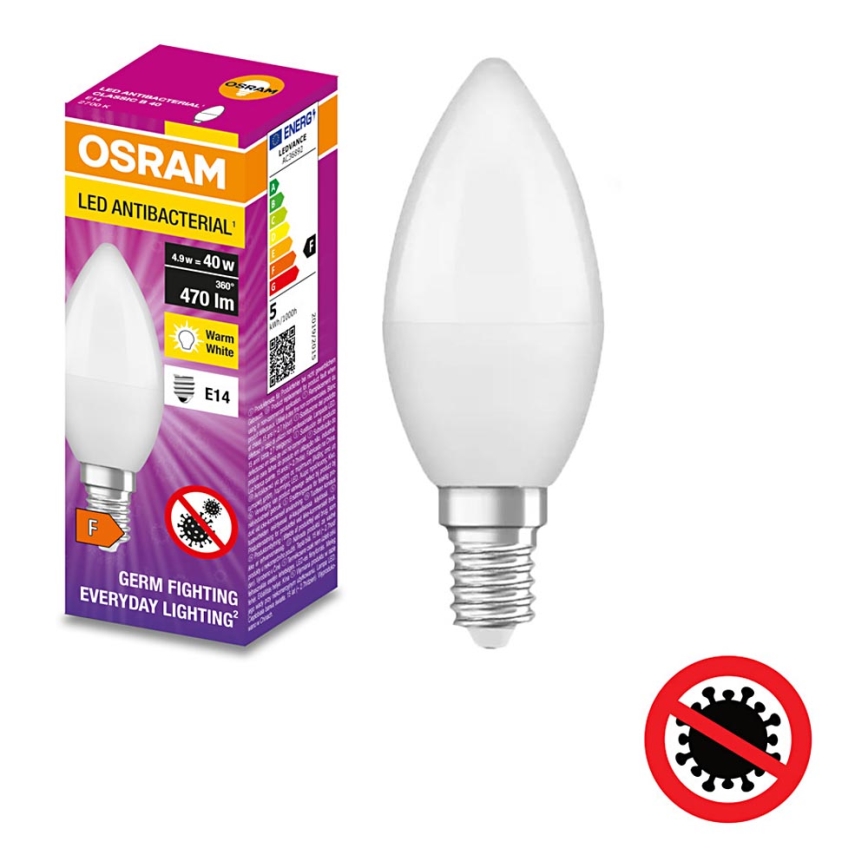 LED Antibakteriāla spuldze B40 E14/4,9W/230V 2700K - Osram