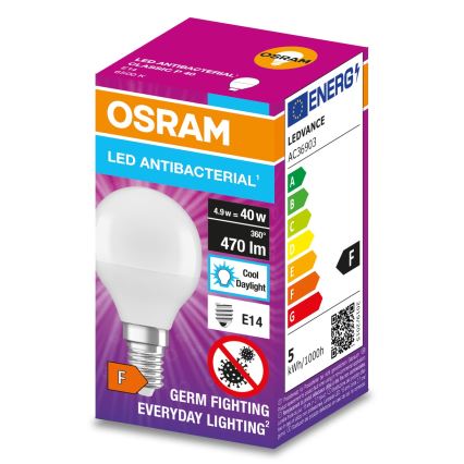 LED Antibakteriāla spuldze P40 E14/4,9W/230V 6500K - Osram