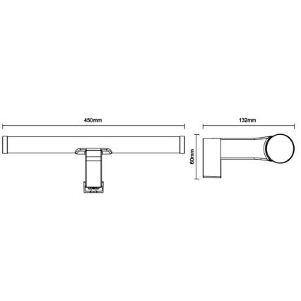 LED apgaismojums spogulim vannas istabai LED/10W/230V 45 cm IP44 melns