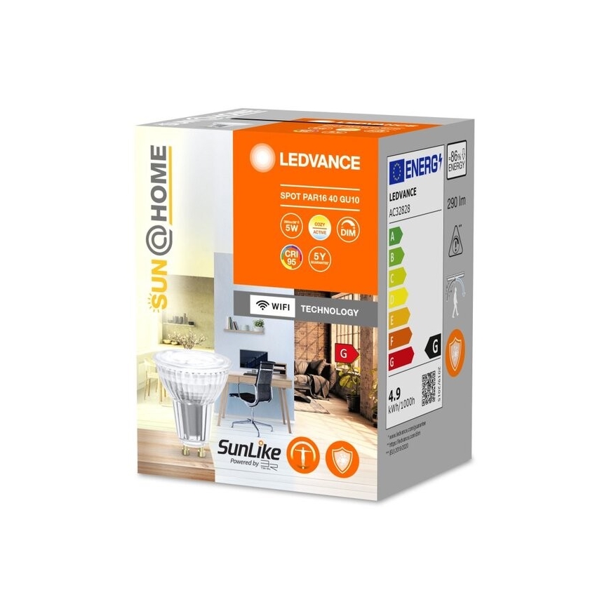 LED Aptumšojama antibakteriāla spuldze PAR16 GU10/4,9W/230V Wi-Fi - Ledvance