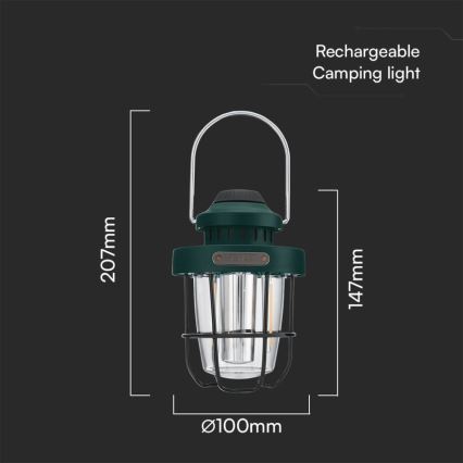 LED Aptumšojama āra pendant rechargeable lampa LED/5W/5V 2700-6500K IP44