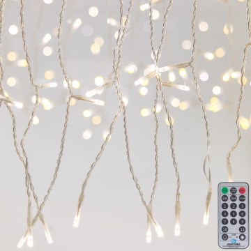 LED Aptumšojama āra Ziemassvētku aizkars CURTAIN 360xLED/8,4W/230V 2x2 m IP44 silti balta + tālvadības pults