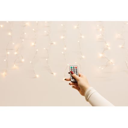 LED Aptumšojama āra Ziemassvētku aizkars CURTAIN 360xLED/8,4W/230V 2x2 m IP44 silti balta + tālvadības pults