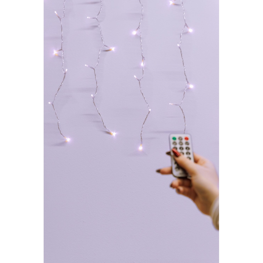 LED Aptumšojama āra Ziemassvētku aizkars CURTAIN 360xLED/8,4W/230V 2x2 m IP44 silti balta + tālvadības pults