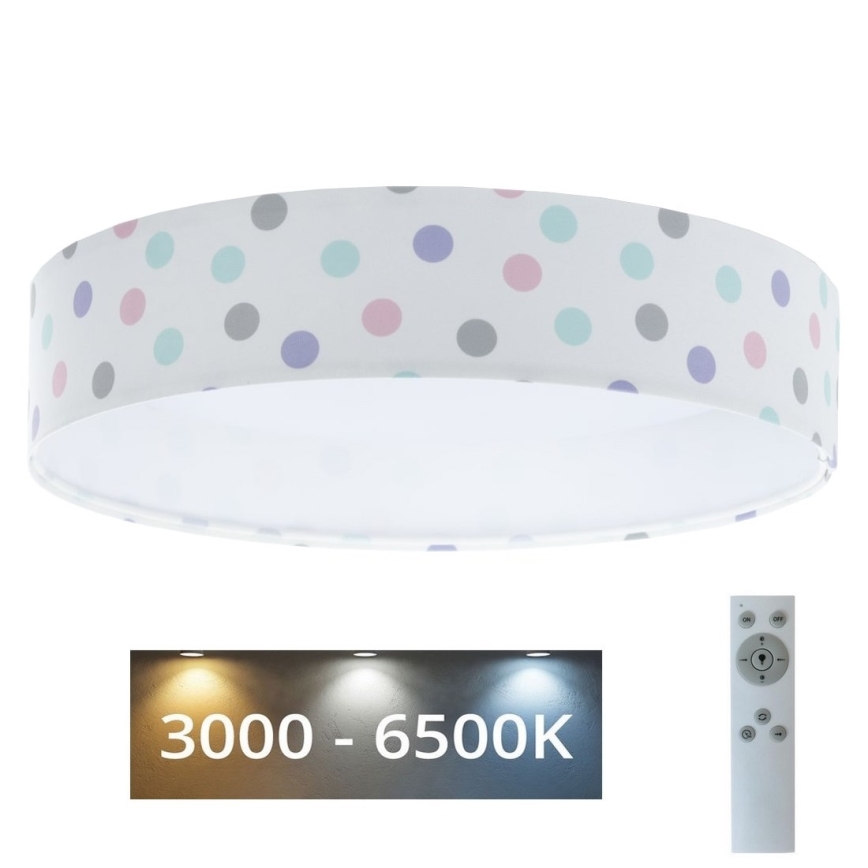 LED Aptumšojama bērnu griestu lampa SMART GALAXY KIDS LED/24W/230V 3000-6500K punkti, daudzkrāsaina + tālvadības pults