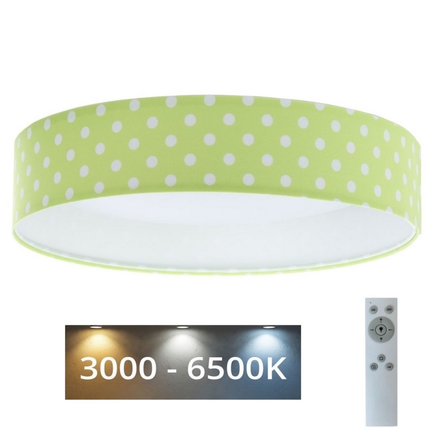 LED Aptumšojama bērnu griestu lampa SMART GALAXY KIDS LED/24W/230V 3000-6500K punkti, zaļa/balta + tālvadības pults