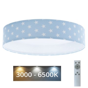 LED Aptumšojama bērnu griestu lampa SMART GALAXY KIDS LED/24W/230V 3000-6500K zvaigznes zila/balta + tālvadības pults