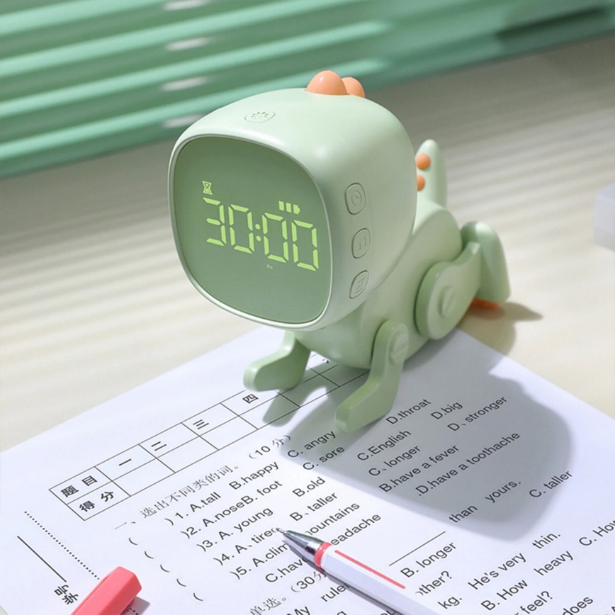 LED RGBW Aptumšojama bērnu nakts lampiņa ar modinātāju ROBOT LED/1W/5V 1200 mAh