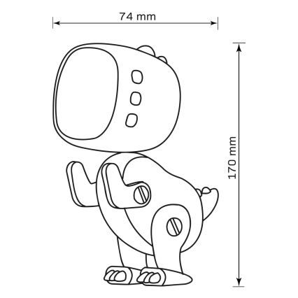 LED RGBW Aptumšojama bērnu nakts lampiņa ar modinātāju ROBOT LED/1W/5V 1200 mAh