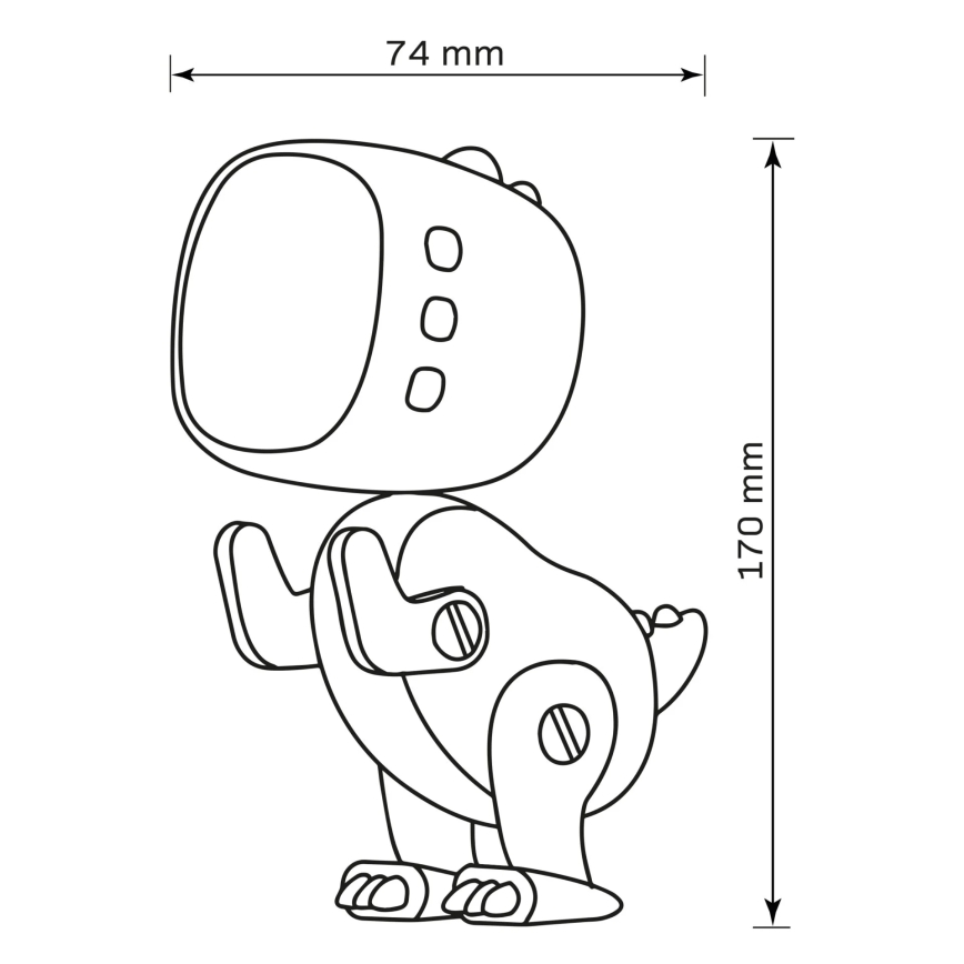 LED RGBW Aptumšojama bērnu nakts lampiņa ar modinātāju ROBOT LED/1W/5V 1200 mAh